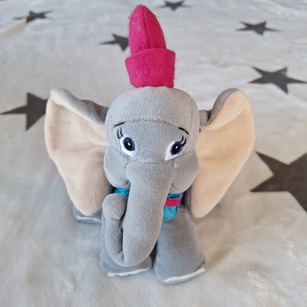 Vintage Disney‎ Plush Dumbo Elephant Bean Bag Stuffed Animal Gray